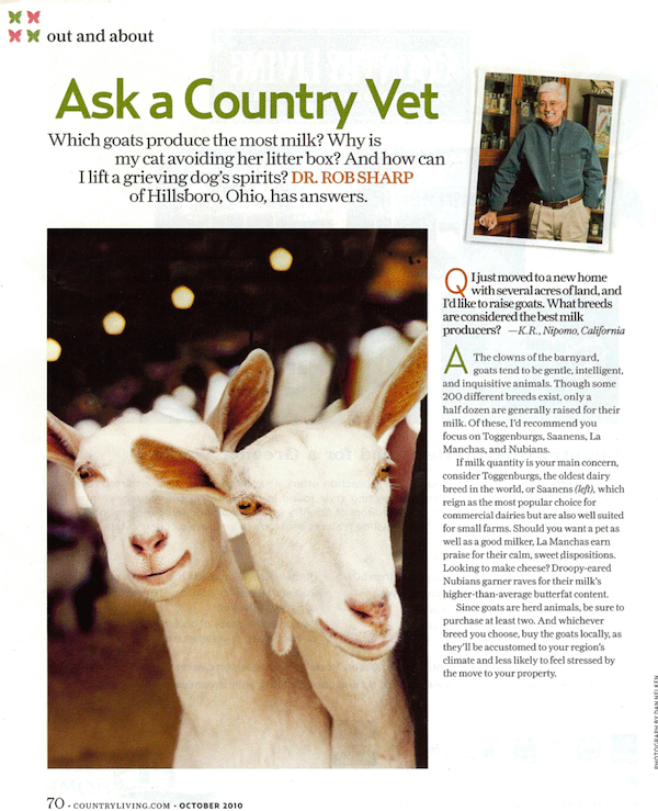 Country Living "Ask a Country Vet" October 2010